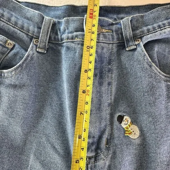 Quacker Factory High Rise Jeans Embroidered Snowmen Womens Size 6 - Picture 4 of 10
